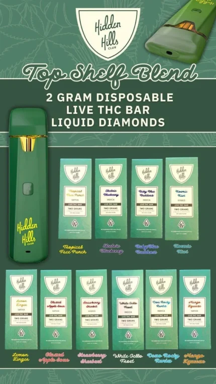 Hidden Hills 2g Disposable THC Vape Pen – Full Packaging View