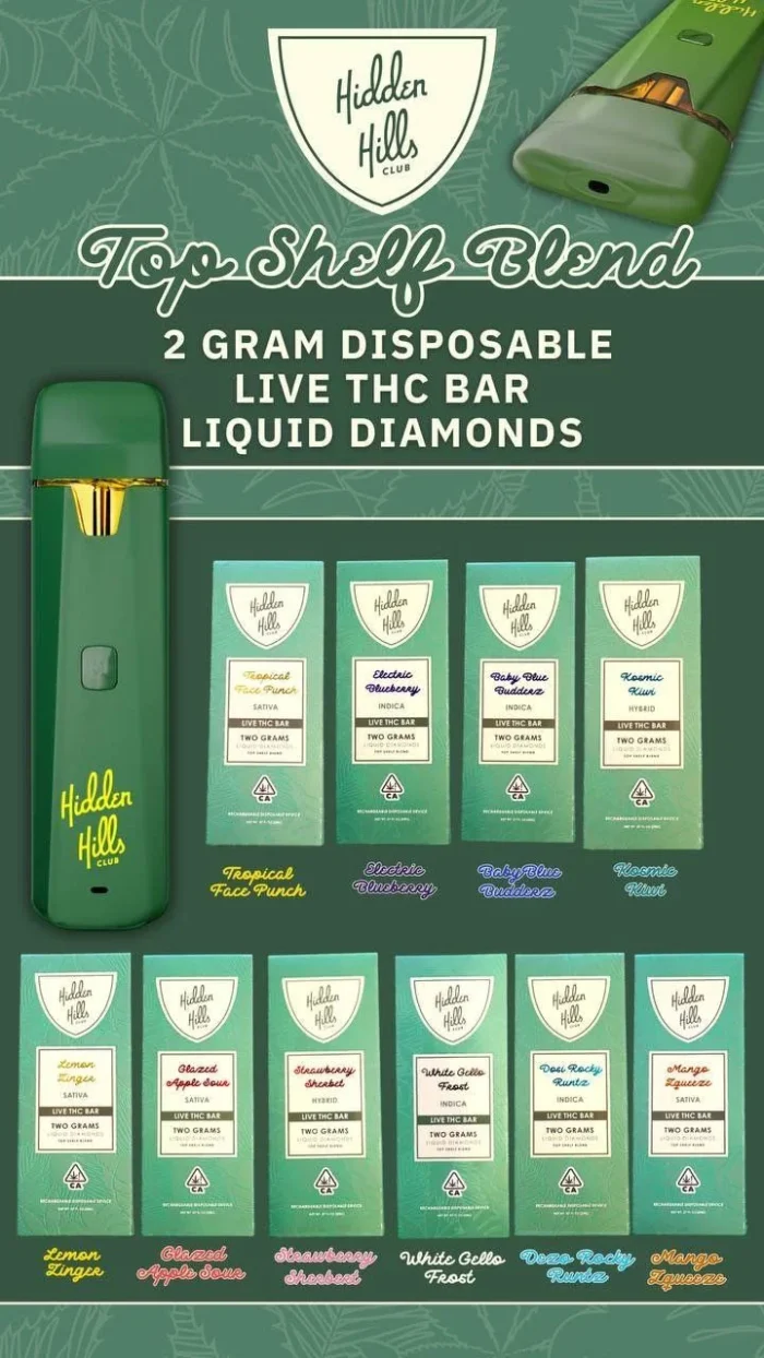 Hidden Hills 2g Disposable THC Vape Pen – Full Packaging View